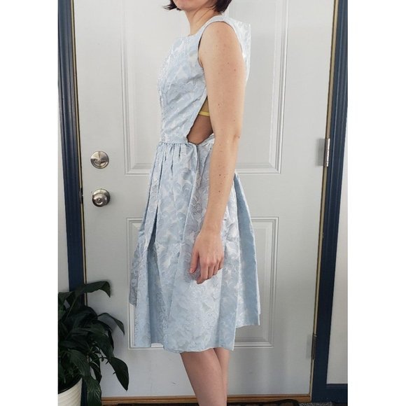 Vintage 50s/60s Blue Floral Party‎ Dress - Picture 2 of 3